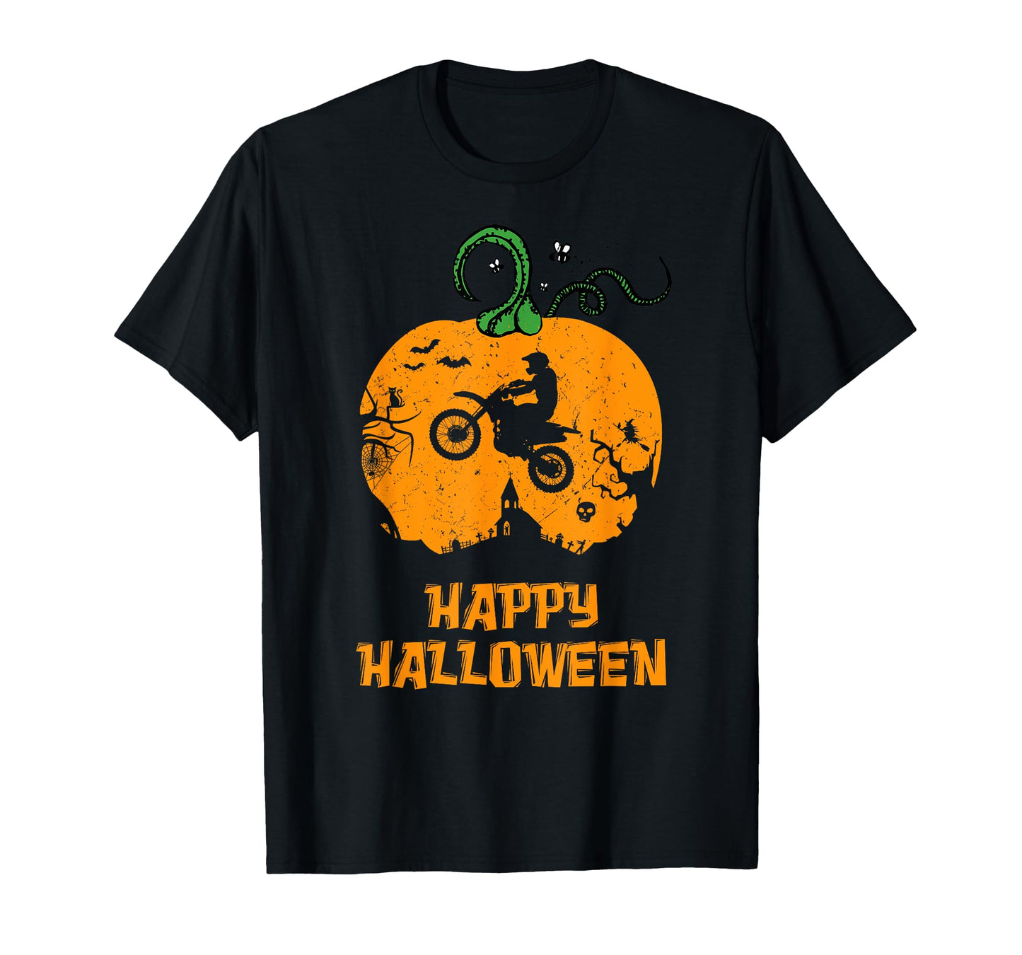 Halloween Pumpkin Motocross Dirt Bike T-Shirt