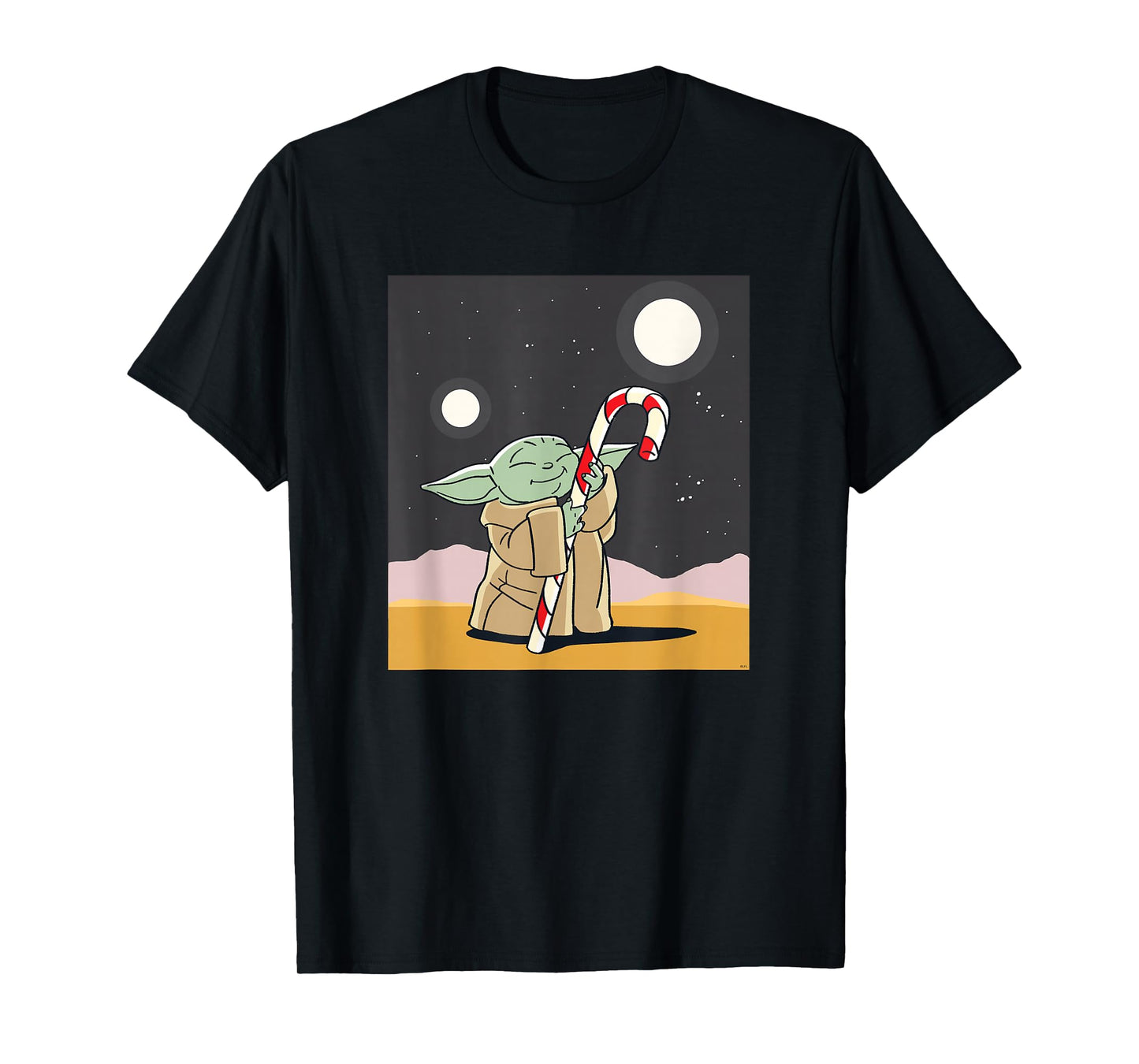 Star Wars The Mandalorian Grogu Christmas Holiday Candy Cane T-Shirt