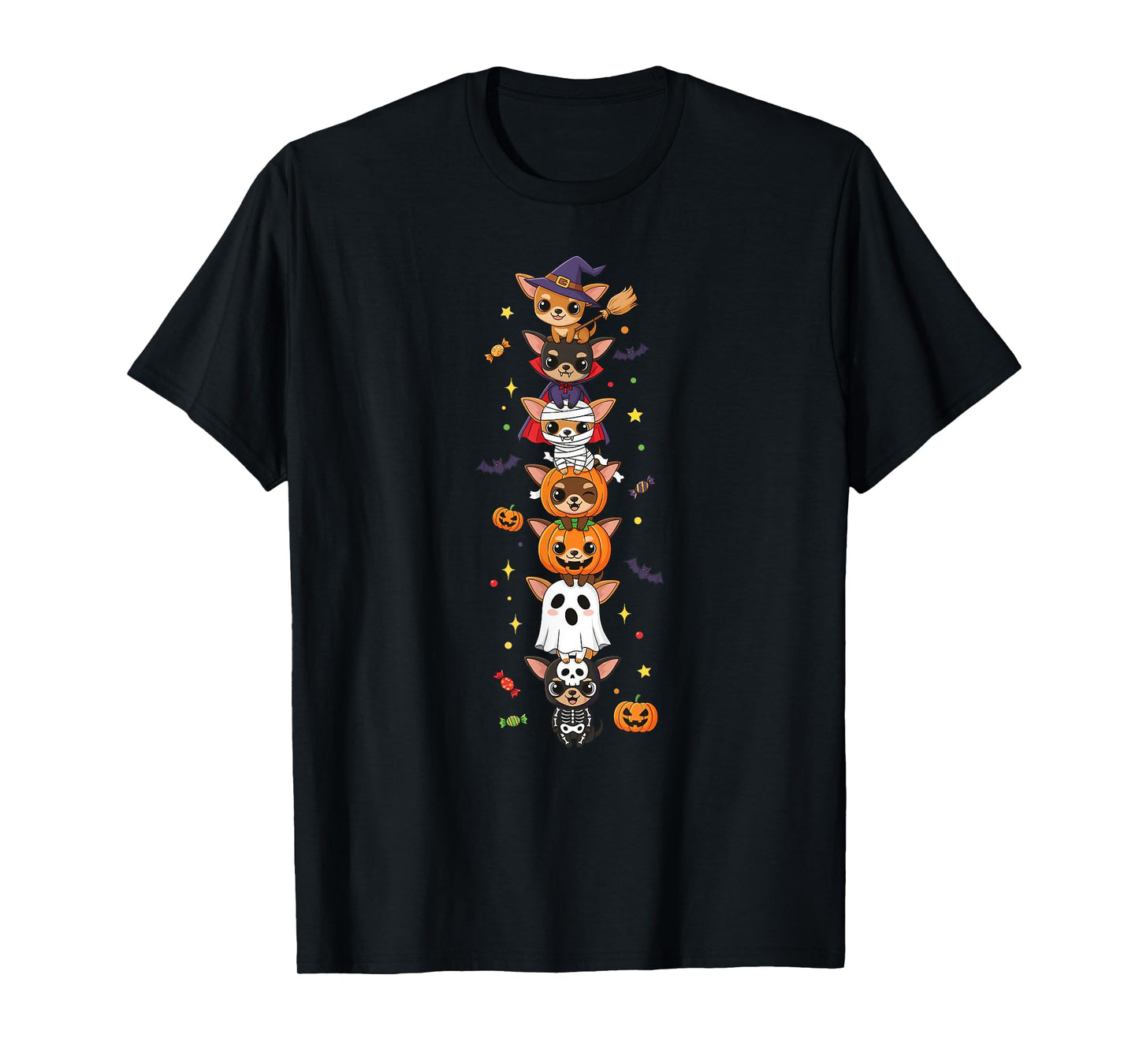 Chihuahua Witch Vampire Ghost Halloween Kids Mens Womens T-Shirt