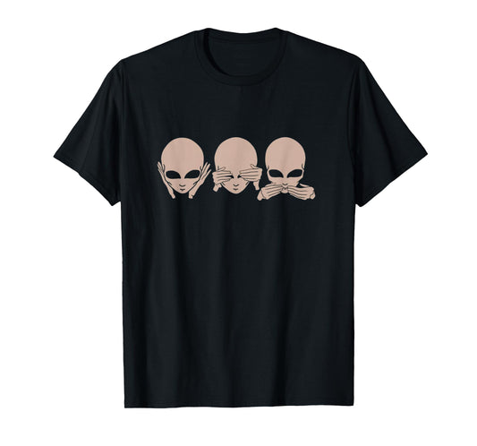 Alien See No Evil Hear No Evil Speak No Evil Design T-Shirt