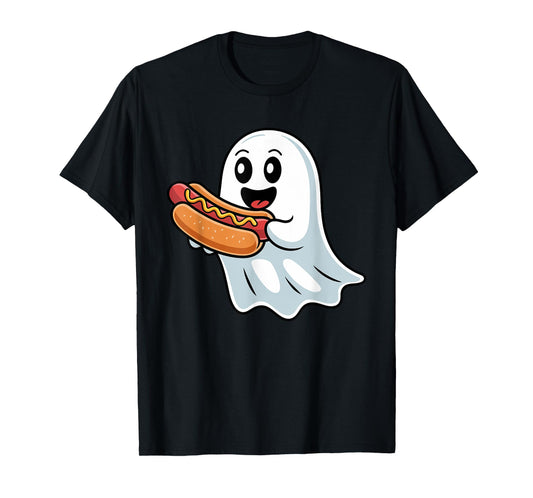 Boo Ghost Eating Hot Dog Halloween Spooky Costume Toddler T-Shirt