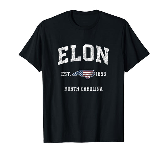 Elon North Carolina NC Vintage American Flag Sports Design T-Shirt