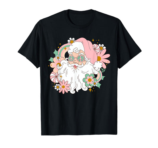 Groovy Santa Retro Peace 60's 70's Merry Christmas XMAS T-Shirt