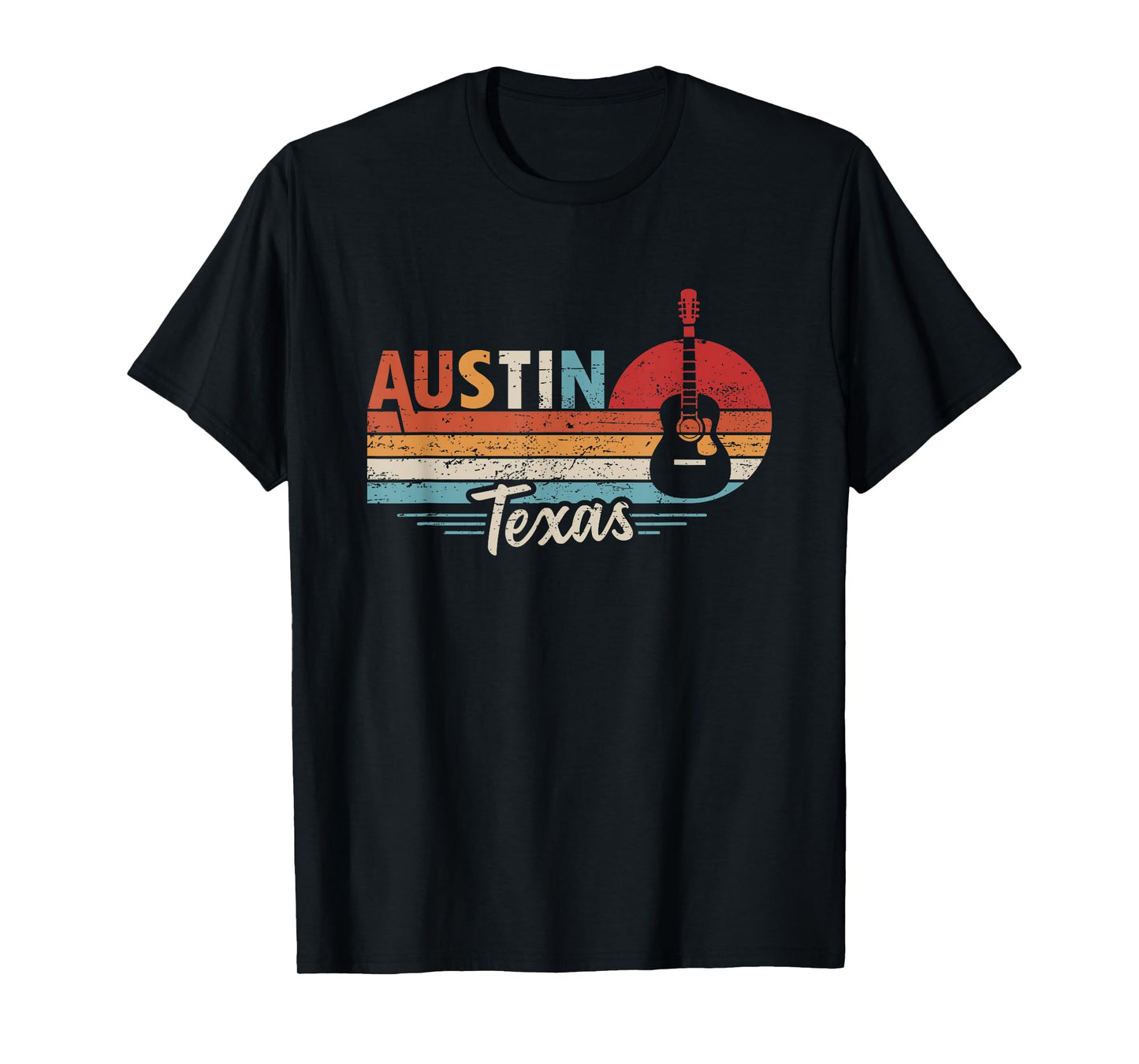 Retro Austin Texas Guitar Music T-Shirt