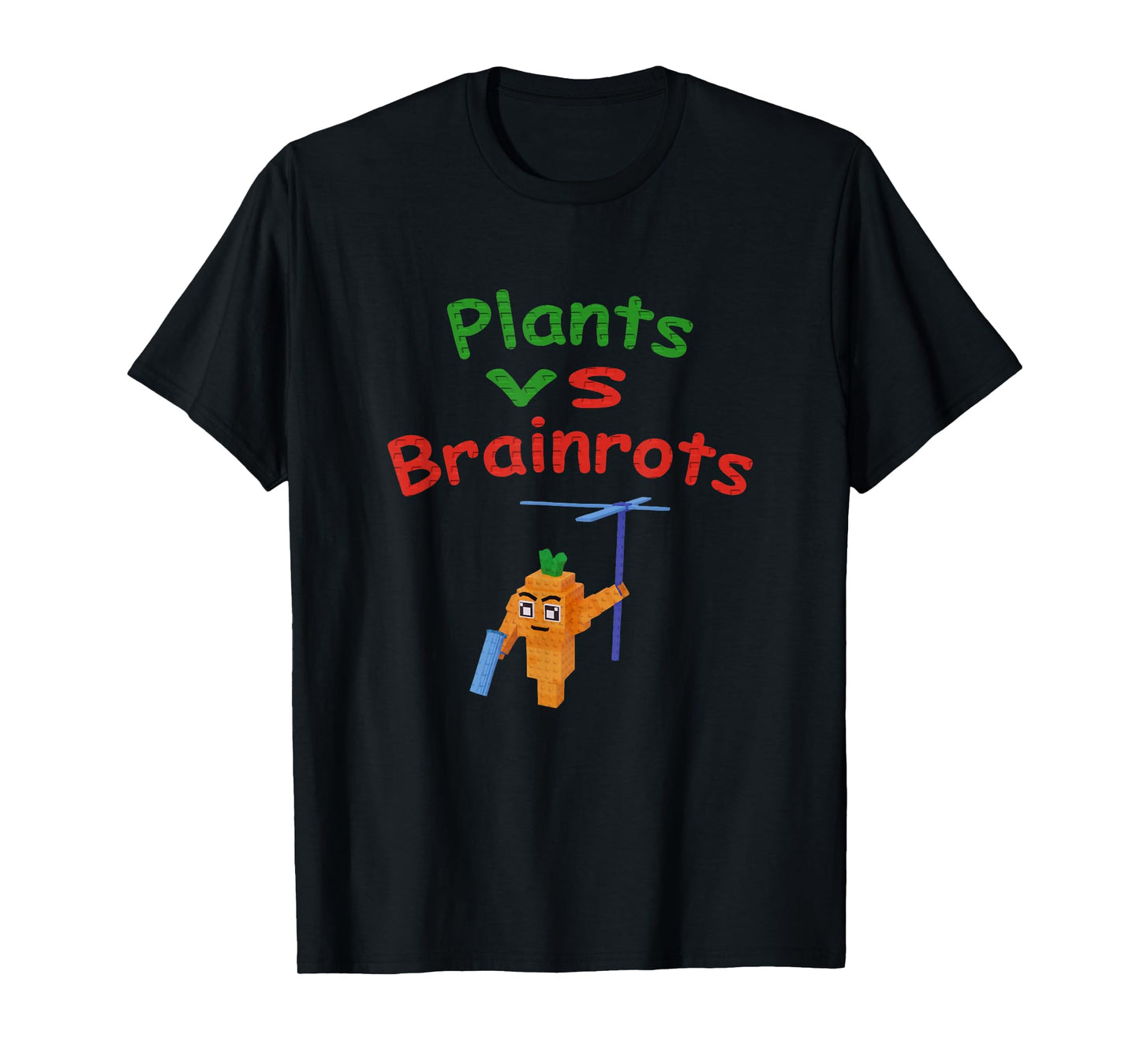 Plants vs Brainrots Funny Mr Carrot Gamer T-Shirt