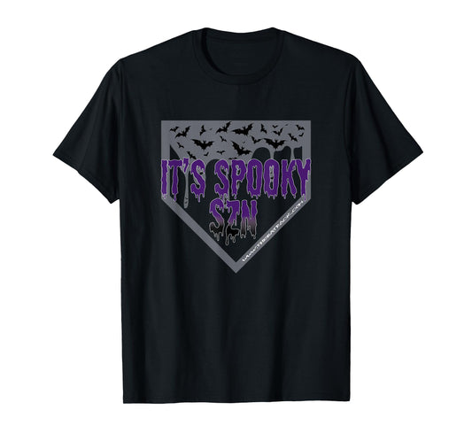 Halloween Baseball It’s Spooky SZN Dripping Letters Bat T-Shirt