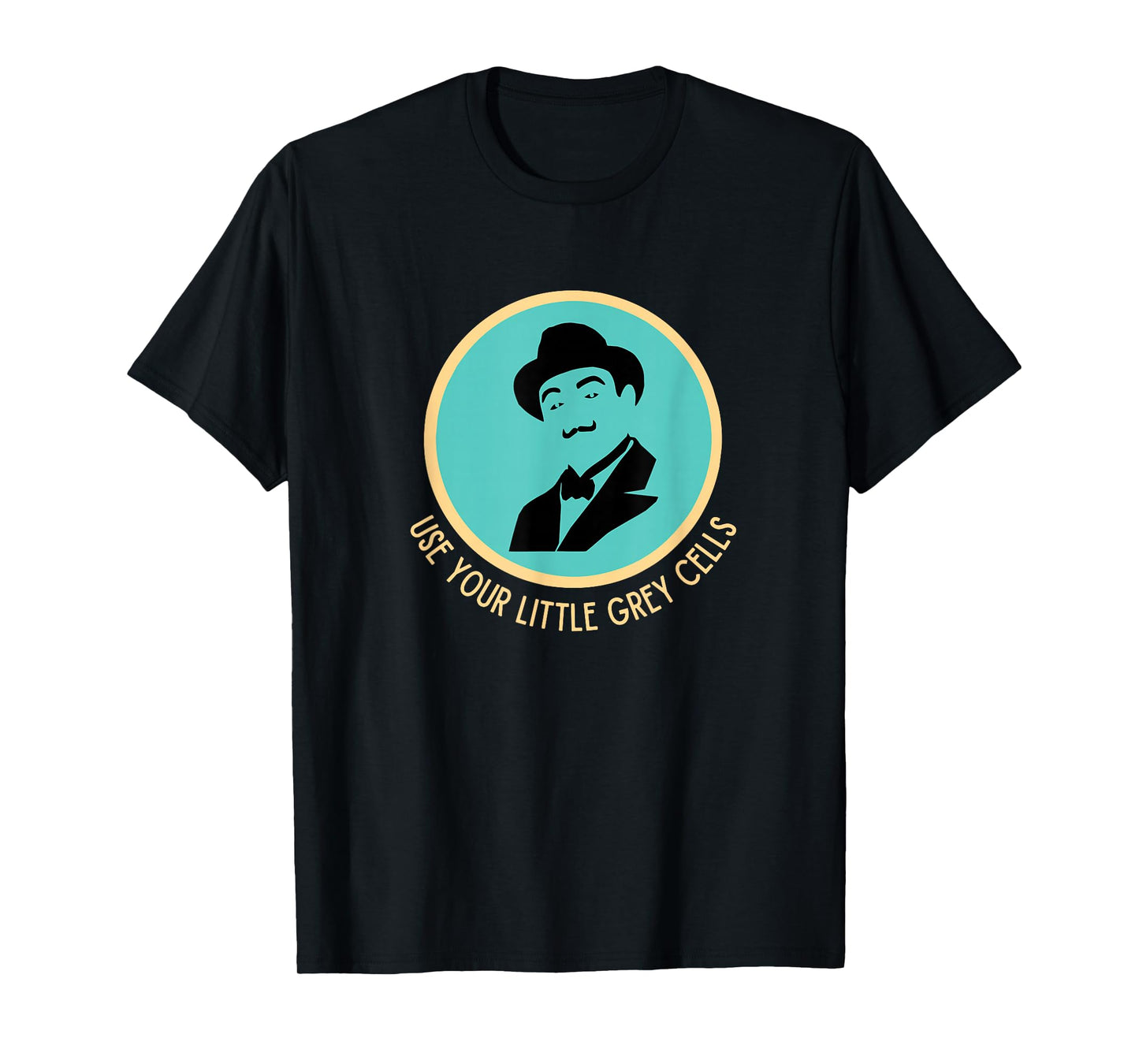 Poirot Use Your Little Grey Cells Hat Mustache Vintage Blue T-Shirt