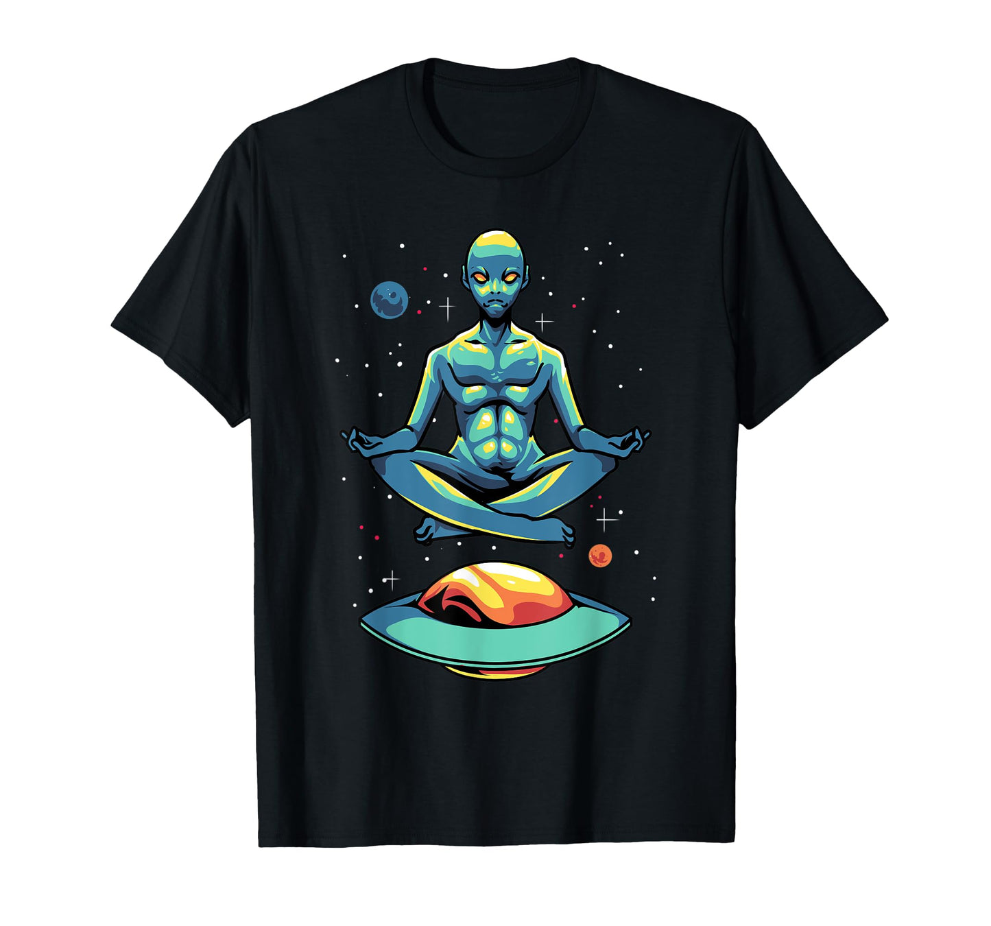 Yoga Alien Meditates In The Galaxy To Find Inner Peace T-Shirt