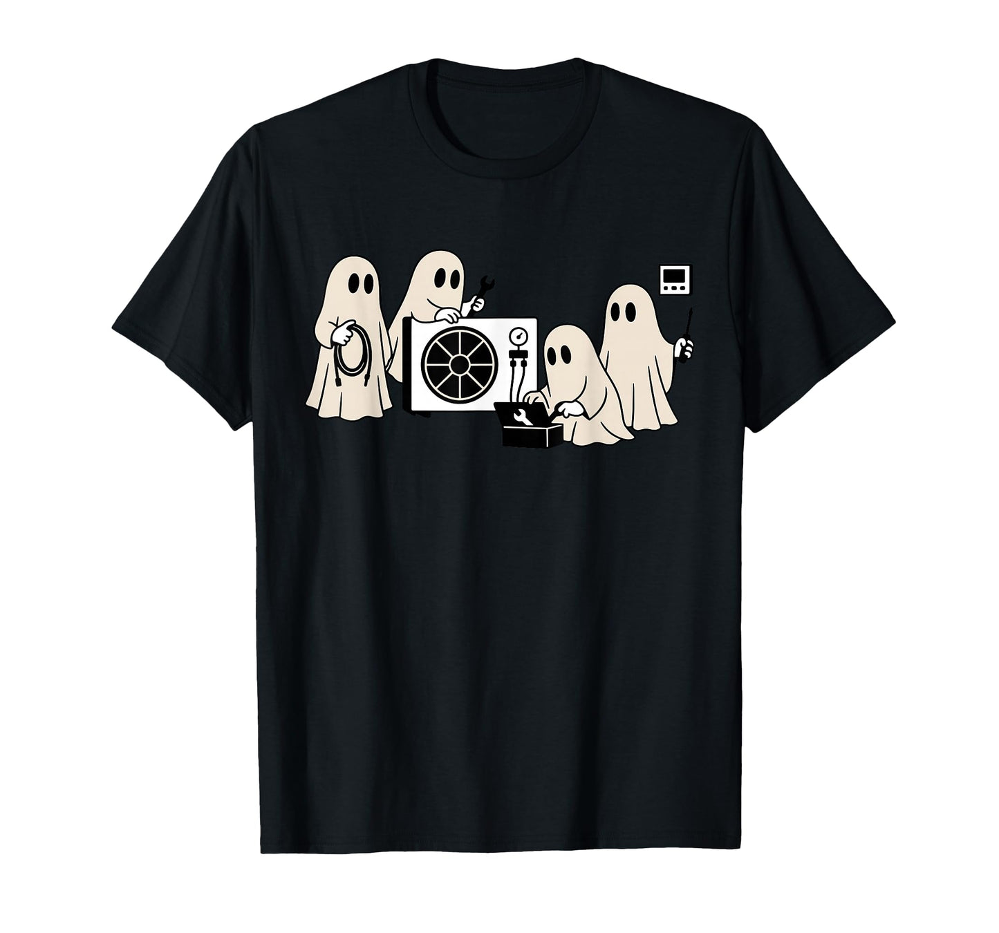 HVAC Halloween Cute Boo Construction Worker Ghost Worker T-Shirt