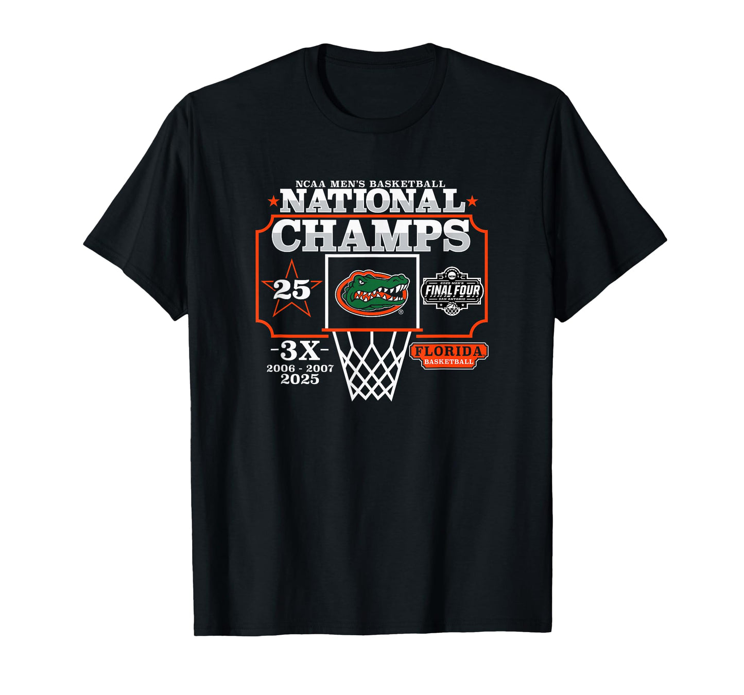 Florida Gators National Champs 2025 Men's Basketball 3X Blue T-Shirt