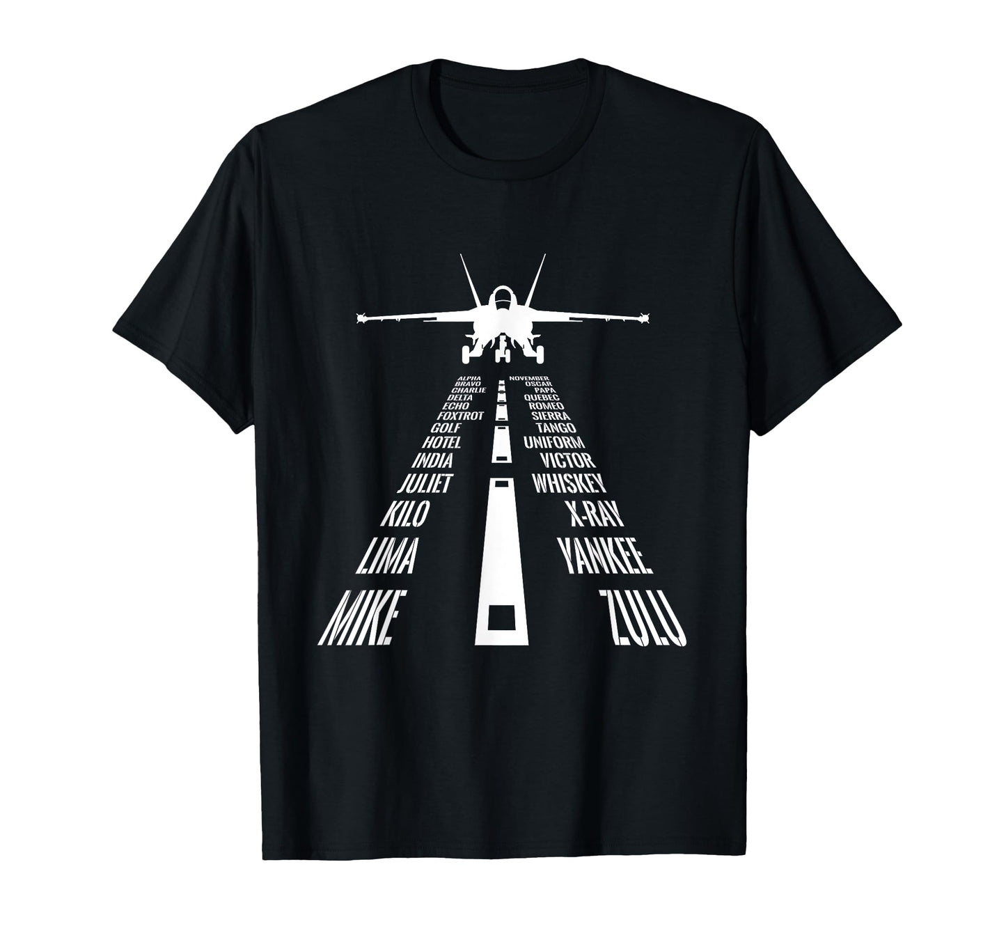 Flying F18 Hornet Pilot Landing Phonetic Alphabet Runway T-Shirt