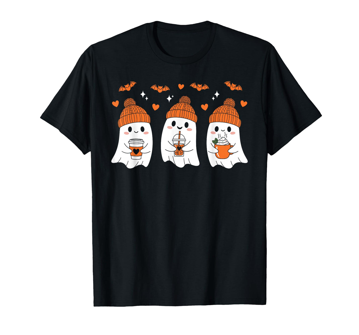 Ghost Drinking Coffee Funny Halloween Costume Coffee Lover T-Shirt