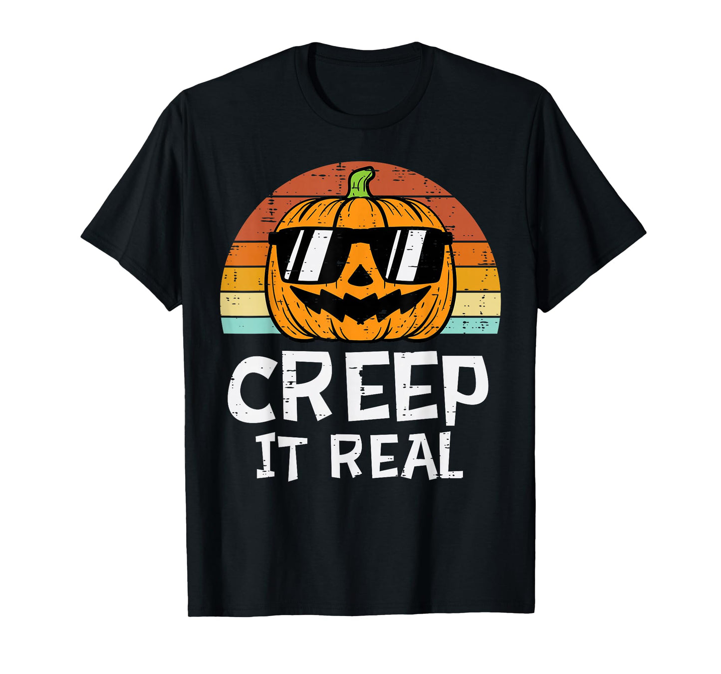 Creep It Real Cool Pumpkin Retro Halloween Costume Men Boys T-Shirt