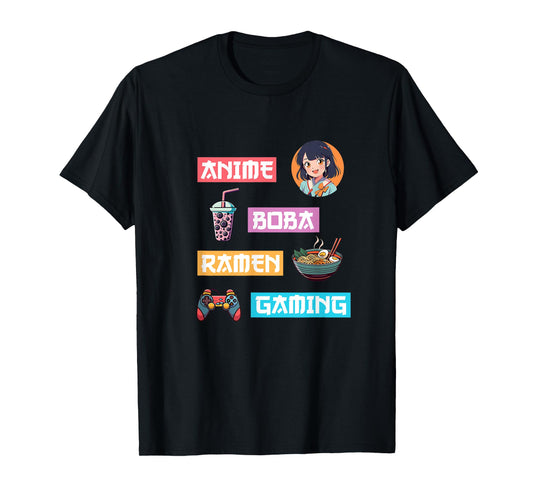 Anime Ramen Boba Gaming - Kawaii Anime Lover Video Gamer Tea T-Shirt