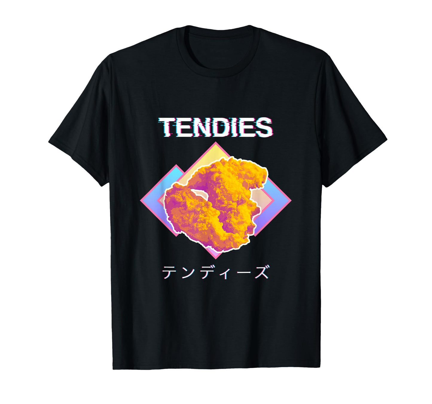 Vaporwave Tendies Chicken Tenders Japanese Kanji T-Shirt Small