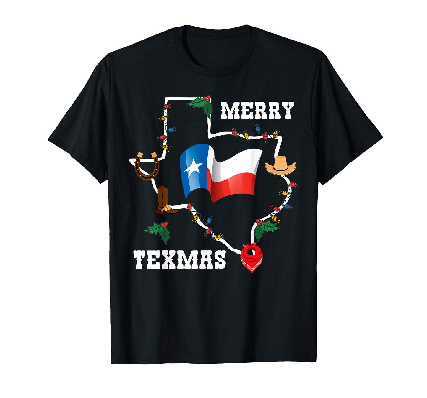 Merry Texmas Texas Flag Christmas Xmas Family Holidays Gift T-Shirt