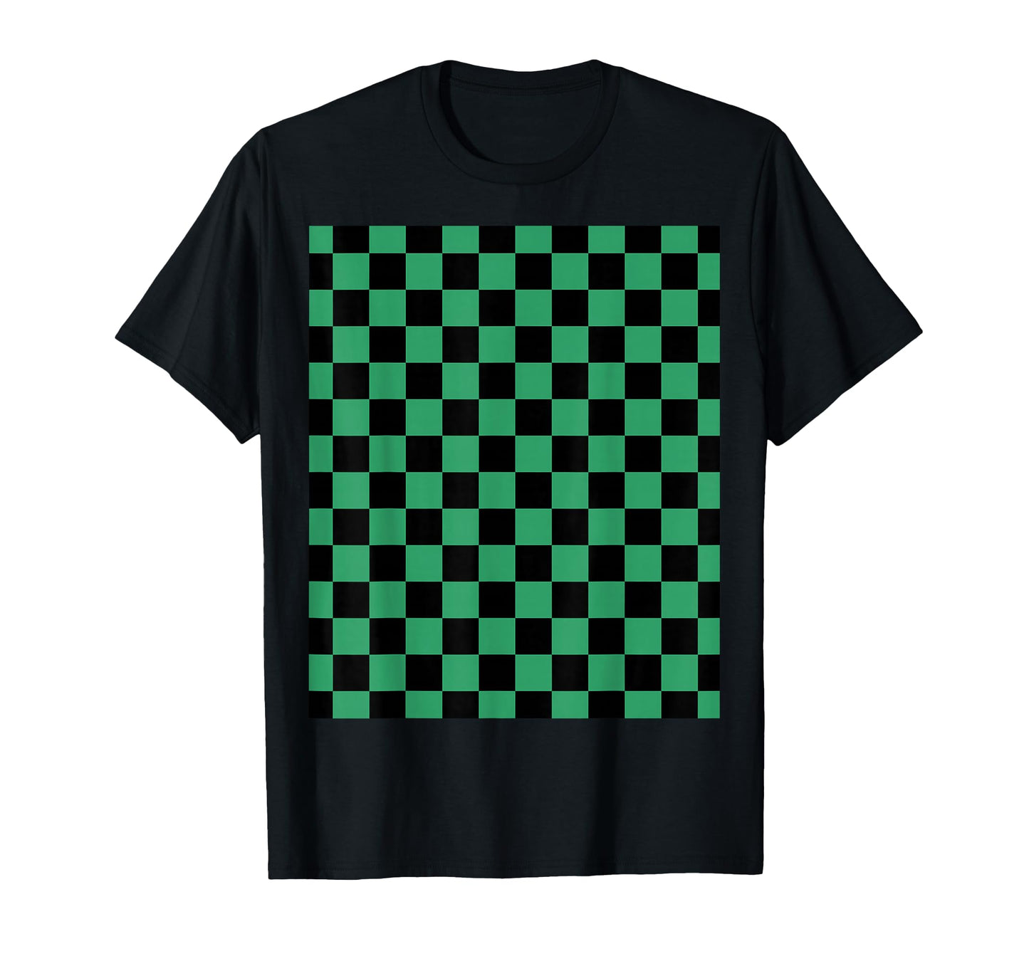 Green checkered anime T-Shirt