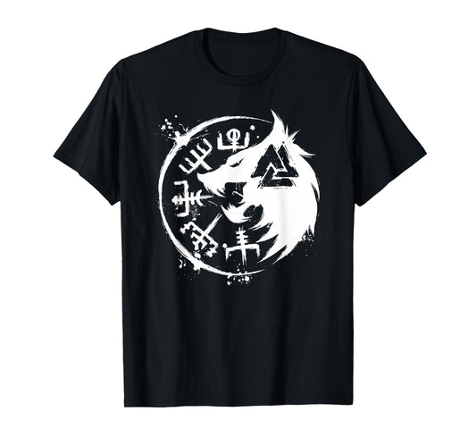 Fenrir Wolf Fenris-Wolf - Viking Vegvisir Valknut T-Shirt