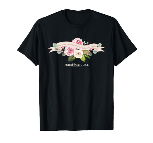 Pride & Prejudice Ribbons and Floral Banner T-Shirt