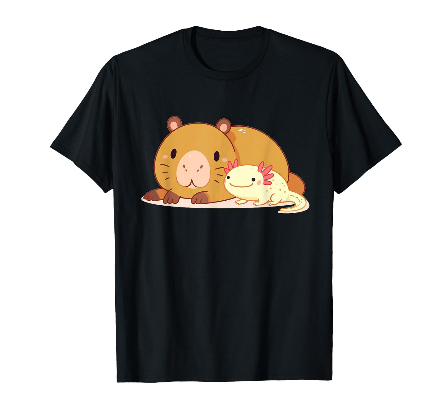 Cute Thick Axolotl with Capybara T-Shirt