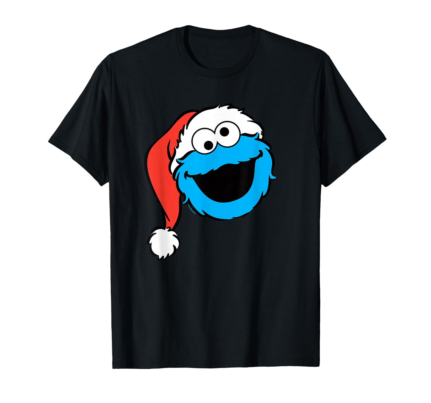 Sesame Street Christmas Santa Hat Cookie Monster Face T-Shirt