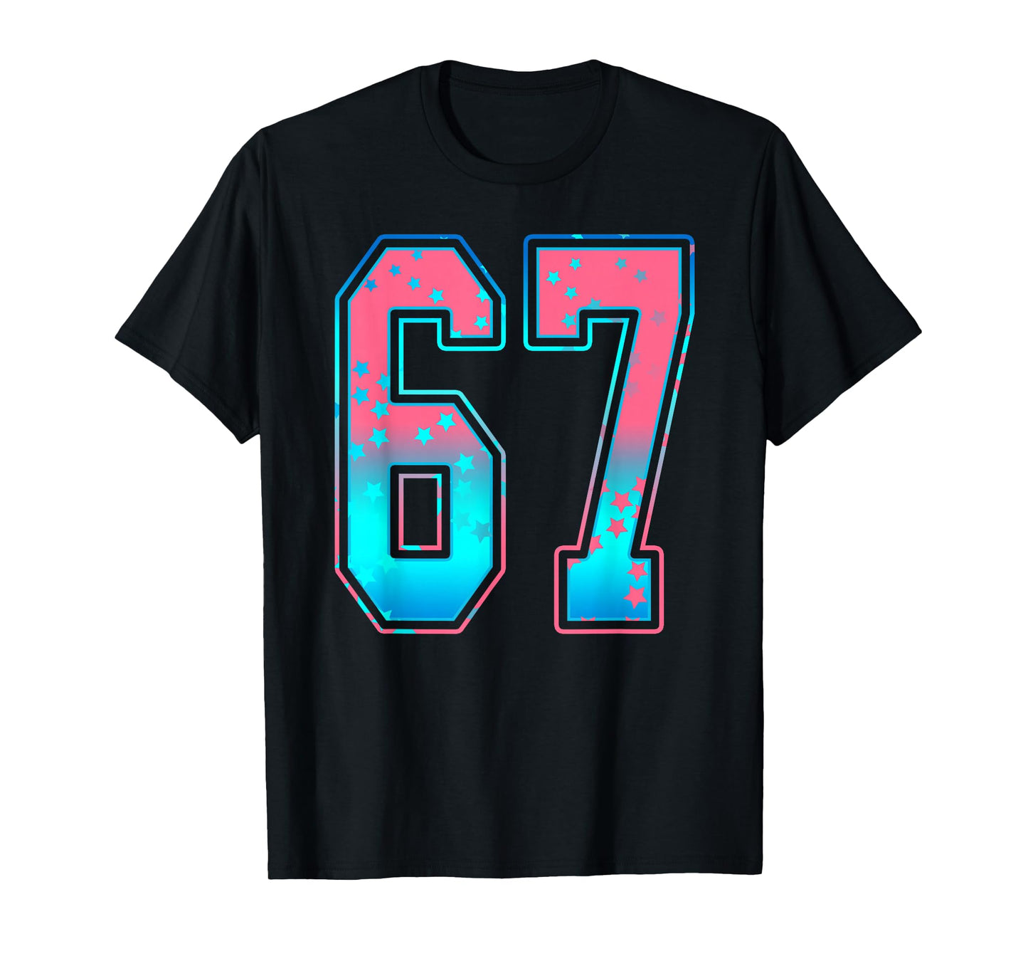 Pink and Cyan Blue Number 67 Jersey Player Uniform #67 Fan T-Shirt