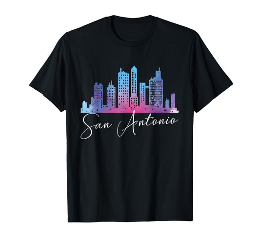 San Antonio Watercolor Skyline Texas State T-Shirt T-Shirt