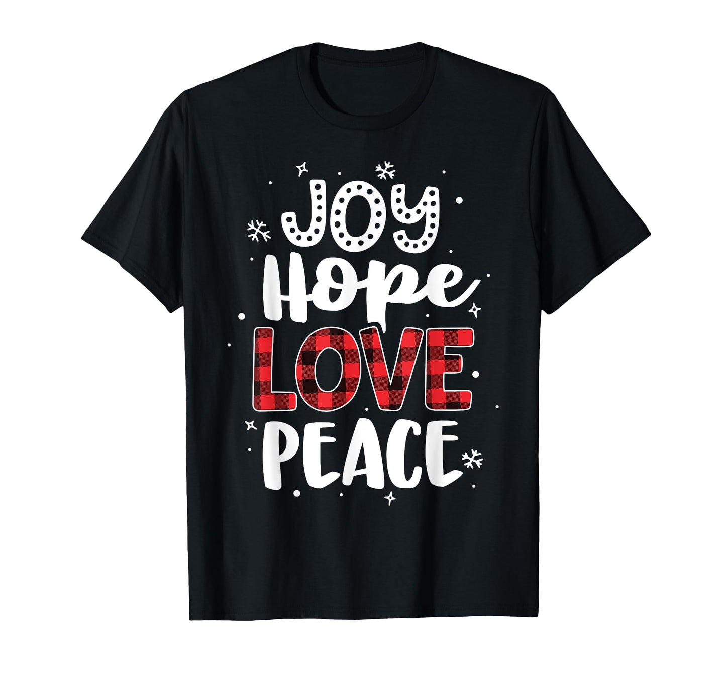 Joy Hope Love Peace Red Buffalo Plaid Christmas Mom Women T-Shirt