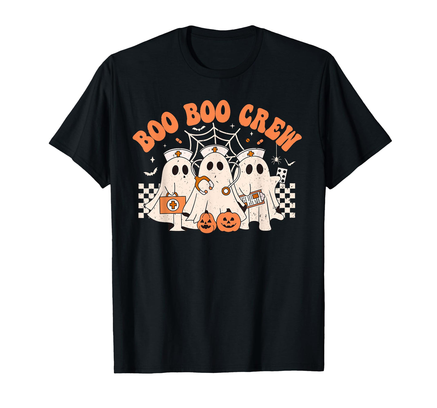 Boo Boo Crew Spooky Season Happy Halloween Funny Ghost Nurse T-Shirt
