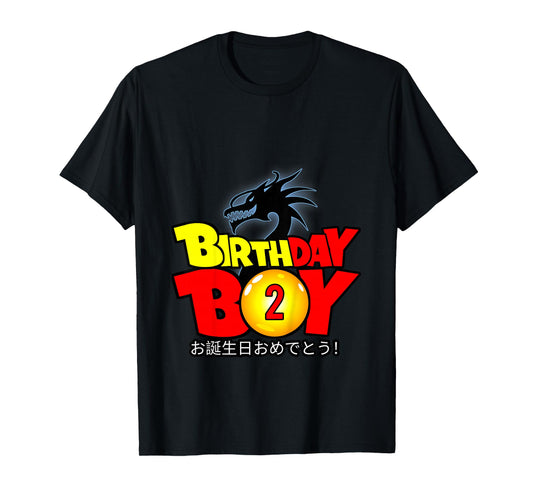 Kids 2 Year Old 2nd Dragon Anime Style Birthday Gift For Boys T-Shirt