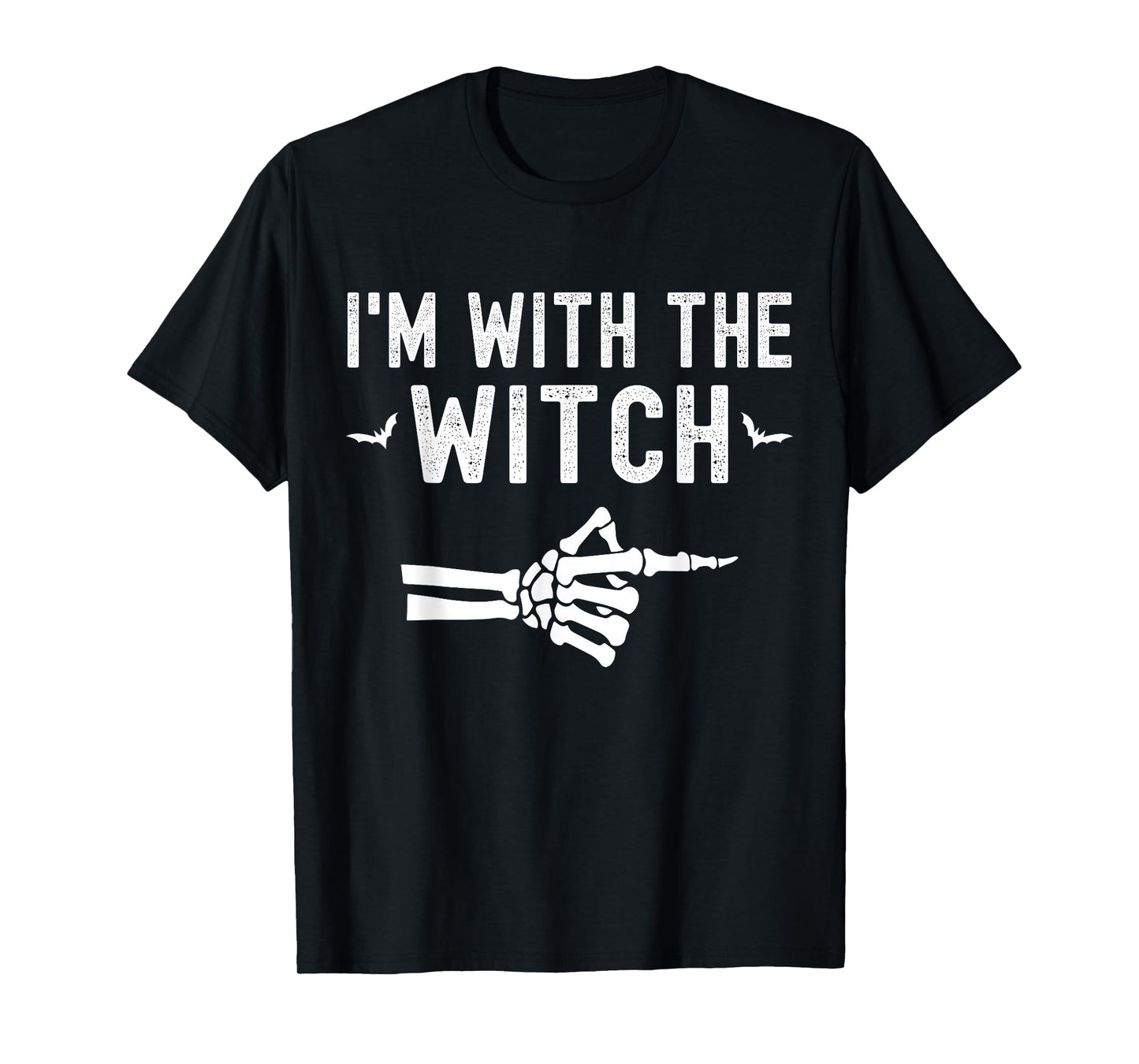I'm With The Witch Funny Skeleton Halloween Matching Couple T-Shirt