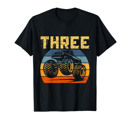 Kids 3 Year Old 3rd Birthday Monster Truck Boys Girls Kids T-Shirt