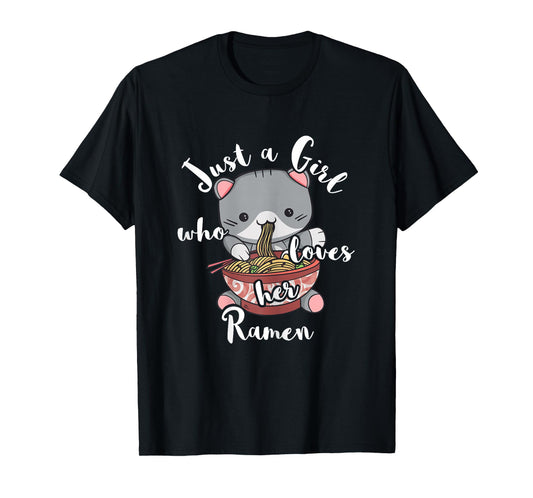 Ramen Girls Japanese Noodle Soup Food Cute Kawaii Cat T-Shirt