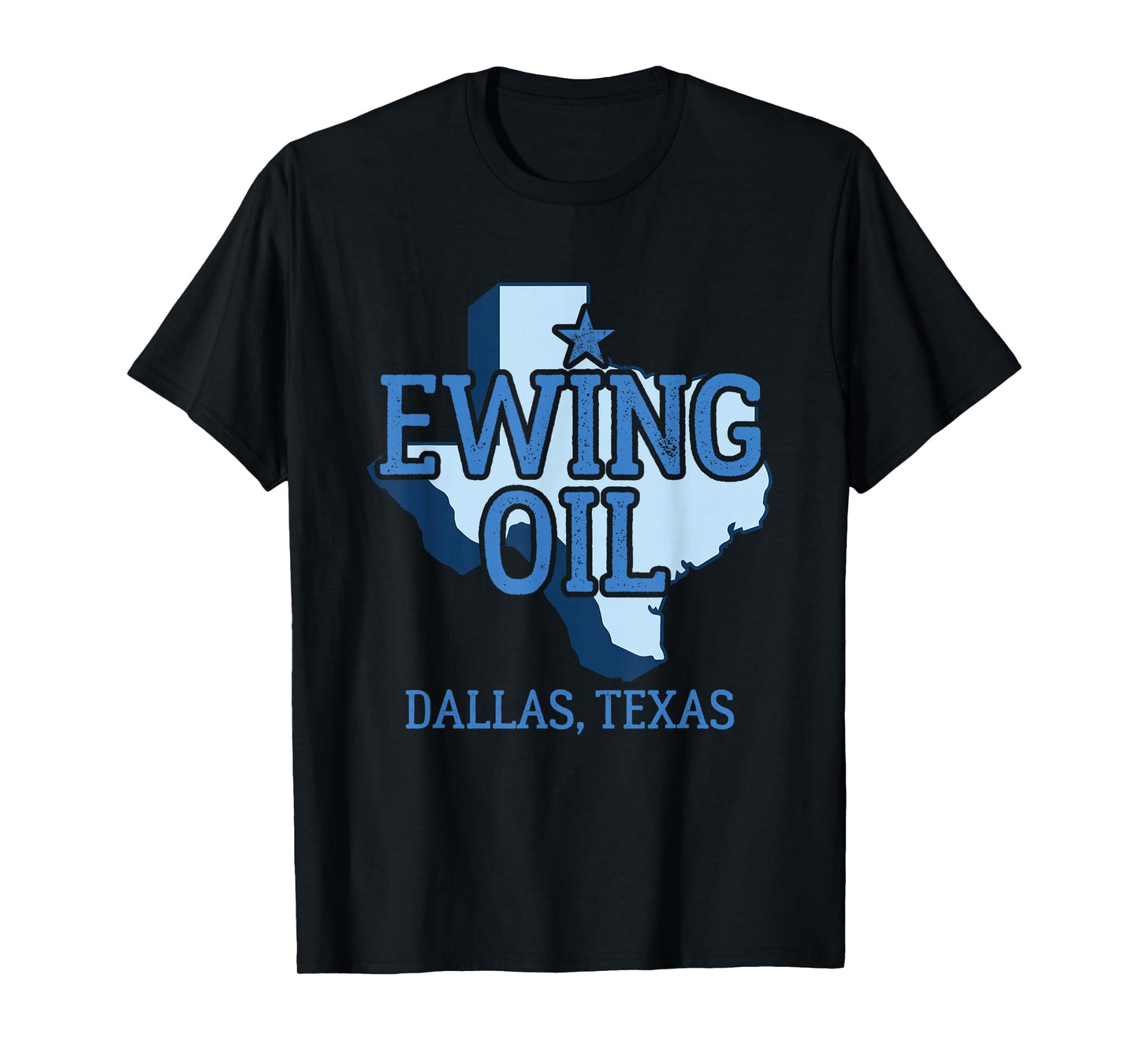Dallas Texas Gifts Ewing Oil T-Shirt - Women's Classic Fit Black Crew Neck Short Sleeve T-Shirt - Size S