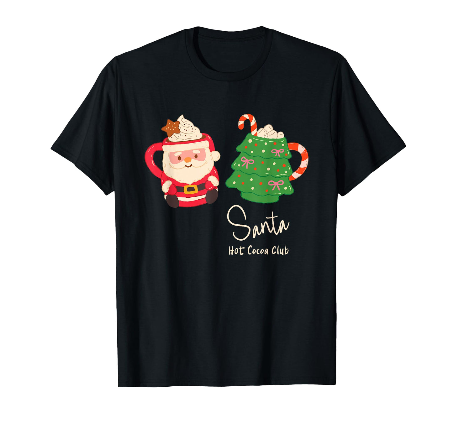 Santa Hot Cocoa Club Retro Christmas Holiday Mug Graphic T-Shirt