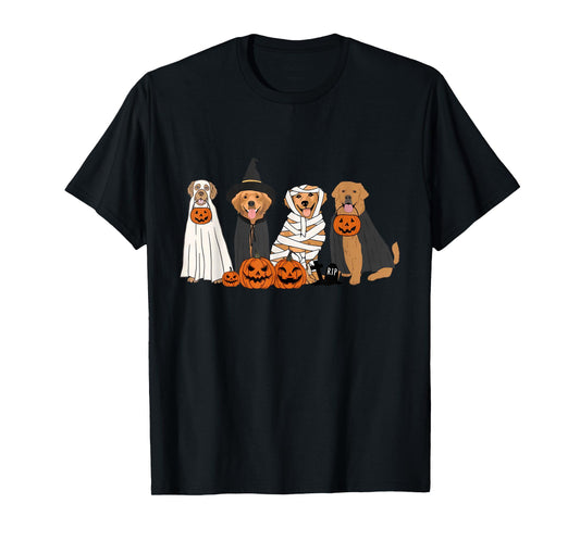 Funny Golden Retriever Dog Ghost In Boo Sheet Halloween T-Shirt