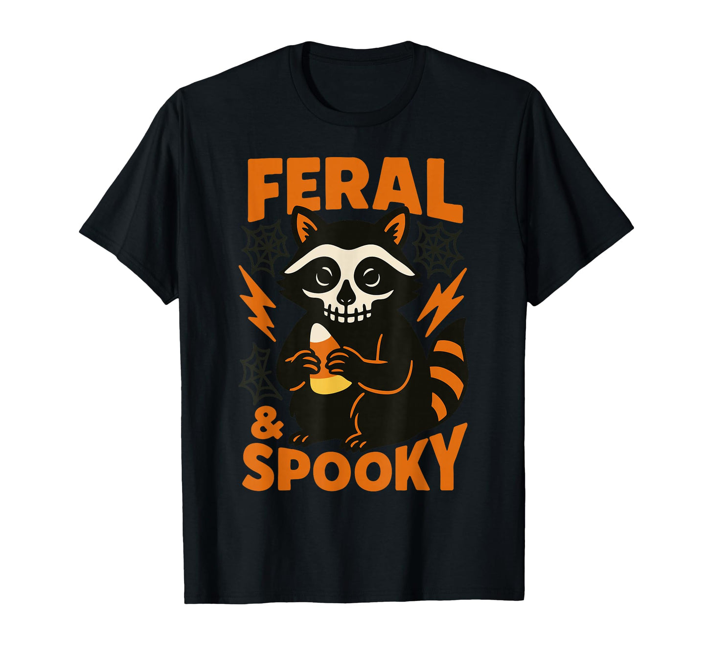 Feral And Spooky Halloween Raccoon Skull Trick Or Treat T-Shirt