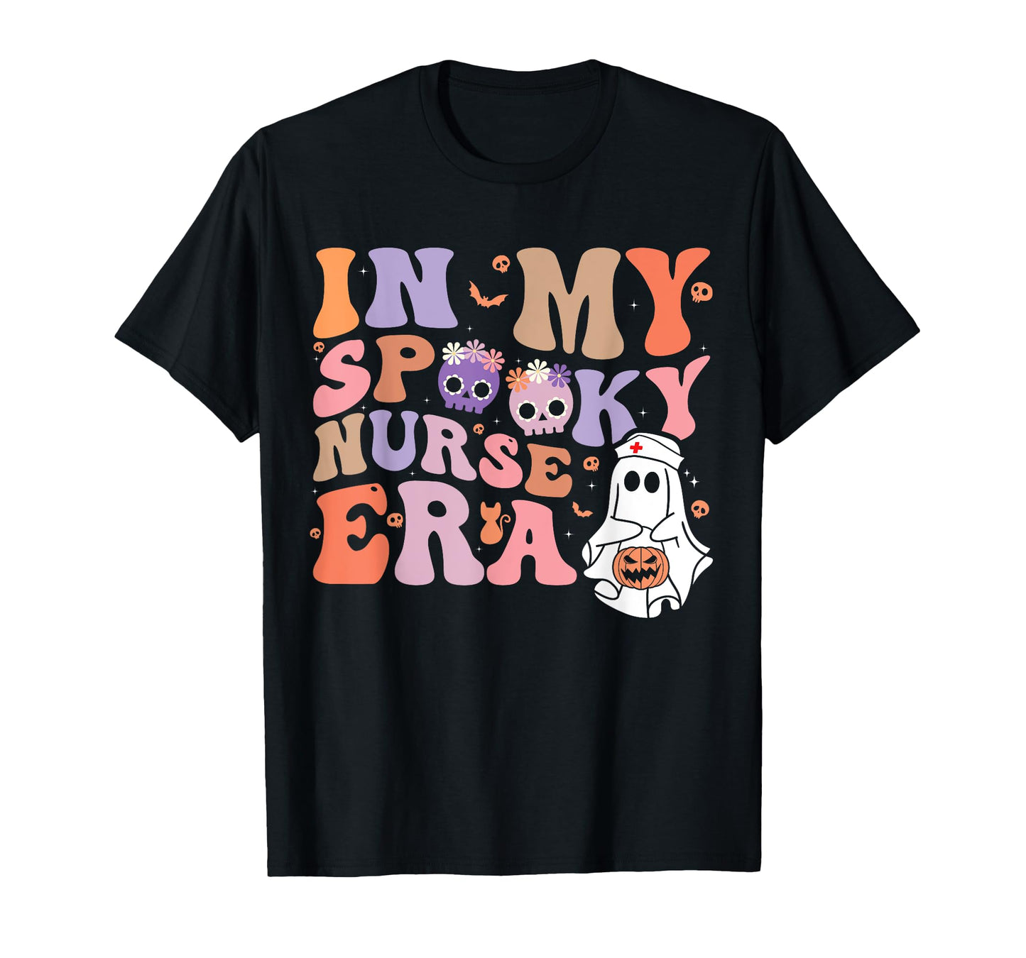 Retro Groovy Halloween In My Spooky Nurse Era Scary RN T-Shirt