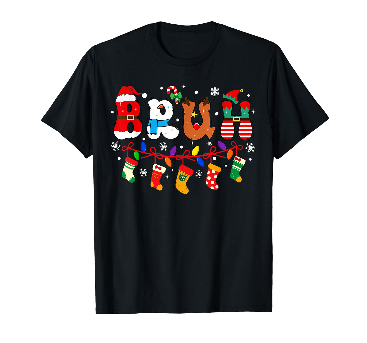 Bruh Funny Christmas Teens Boys Kids Xmas Pajamas 2025 T-Shirt
