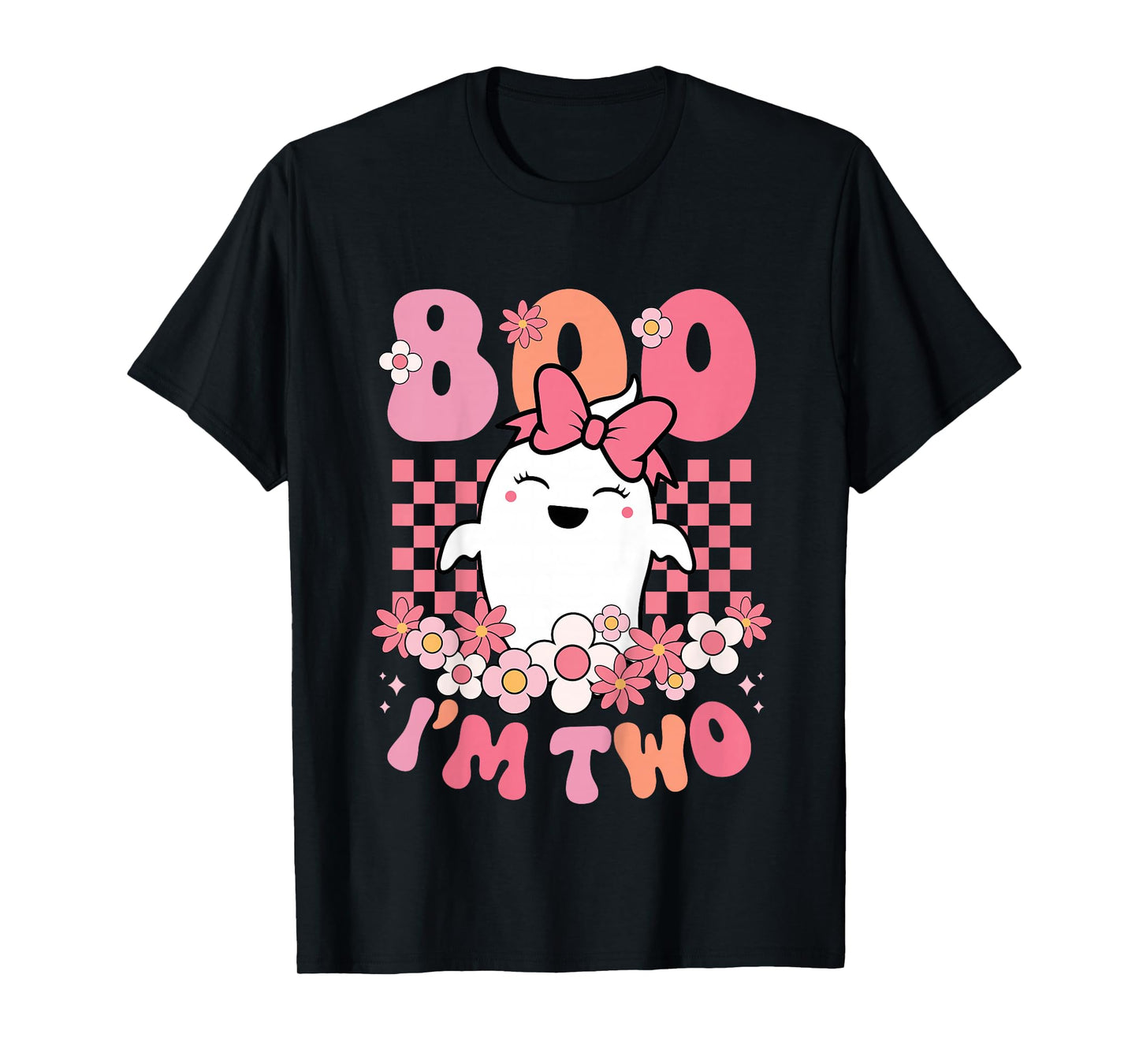 Kids Boo I'm Two Cute Ghost Groovy 2nd Second Birthday Girls Kids T-Shirt