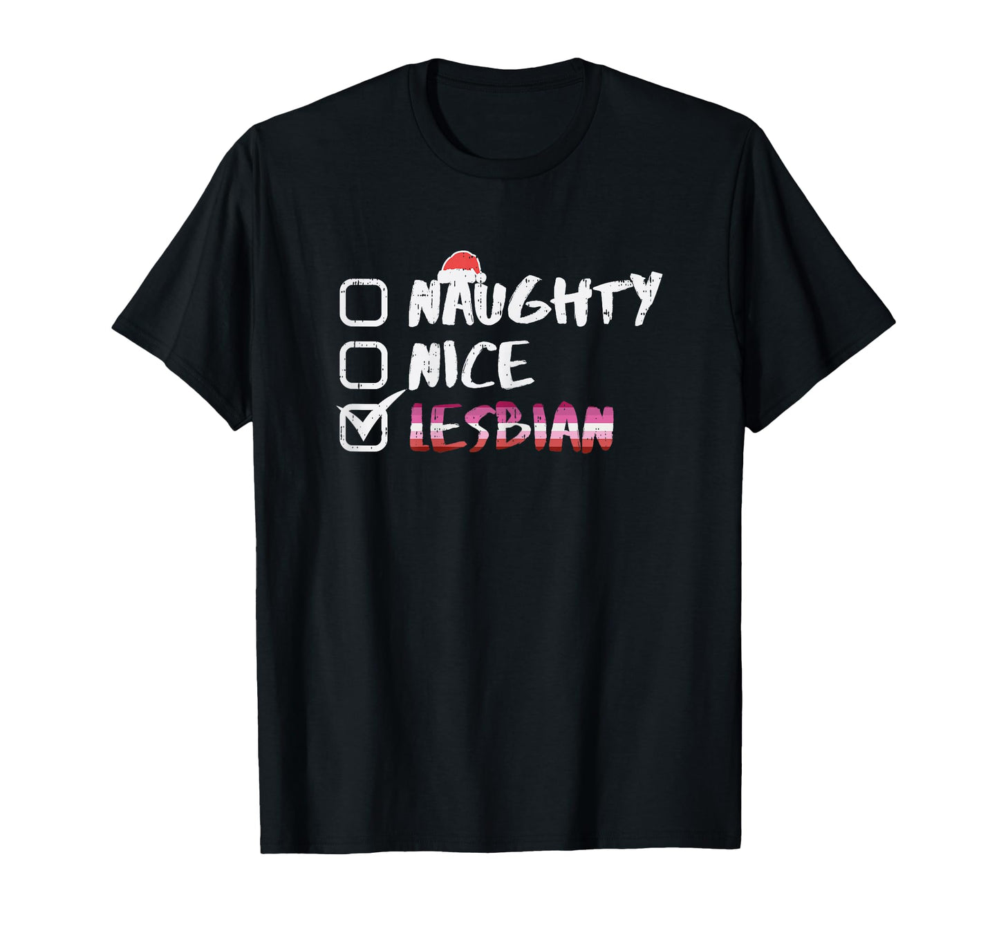 Naughty Nice Lesbian Funny Gay Pride LGBT Christmas PJ T-Shirt