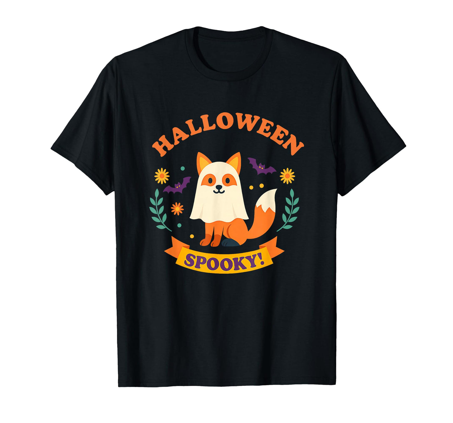 Cute Fox Halloween Spooky Ghost Costume Kids Funny Animal T-Shirt