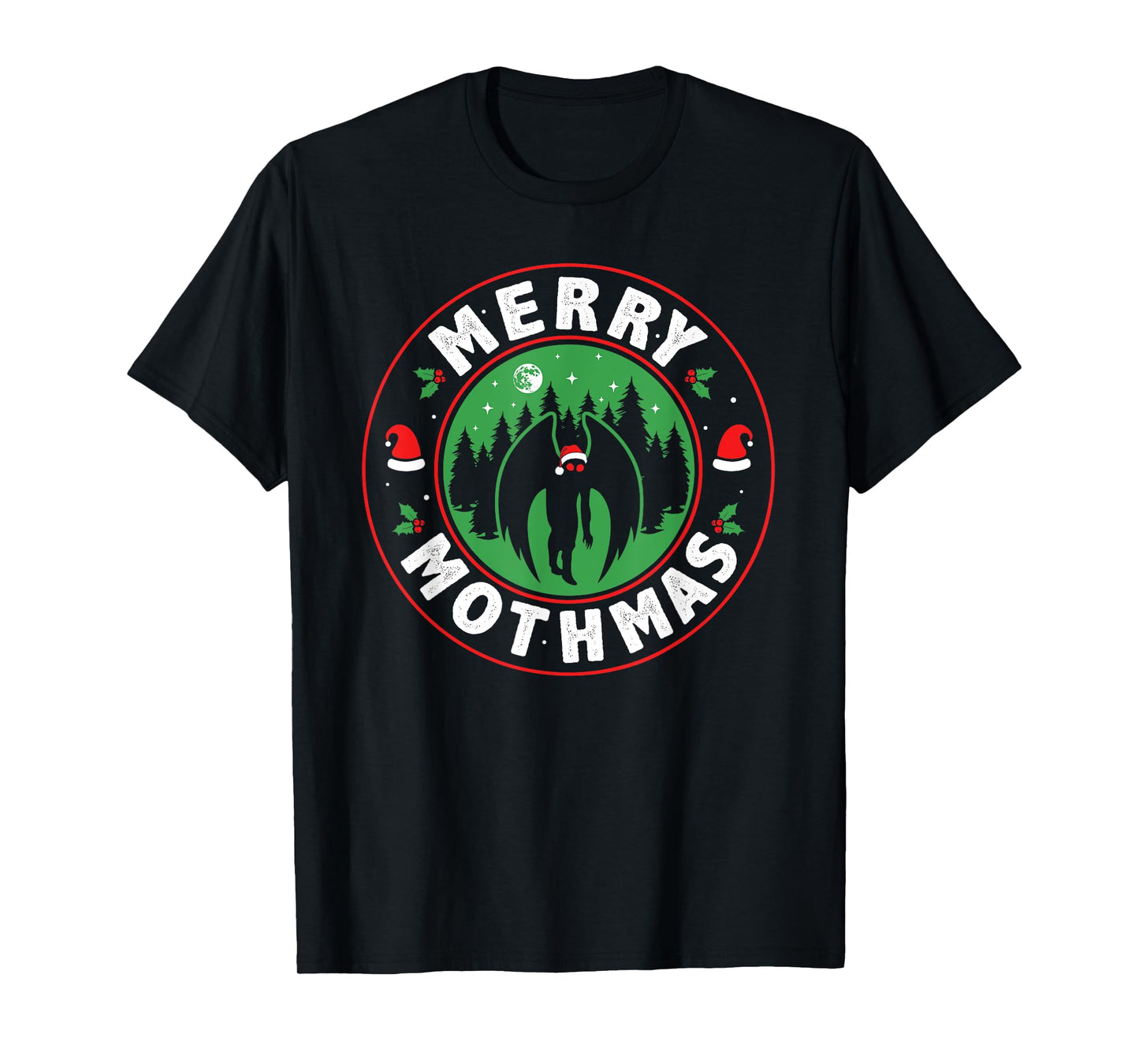 Merry Mothmas Funny Santa Mothman Cryptid Christmas Pajama T-Shirt