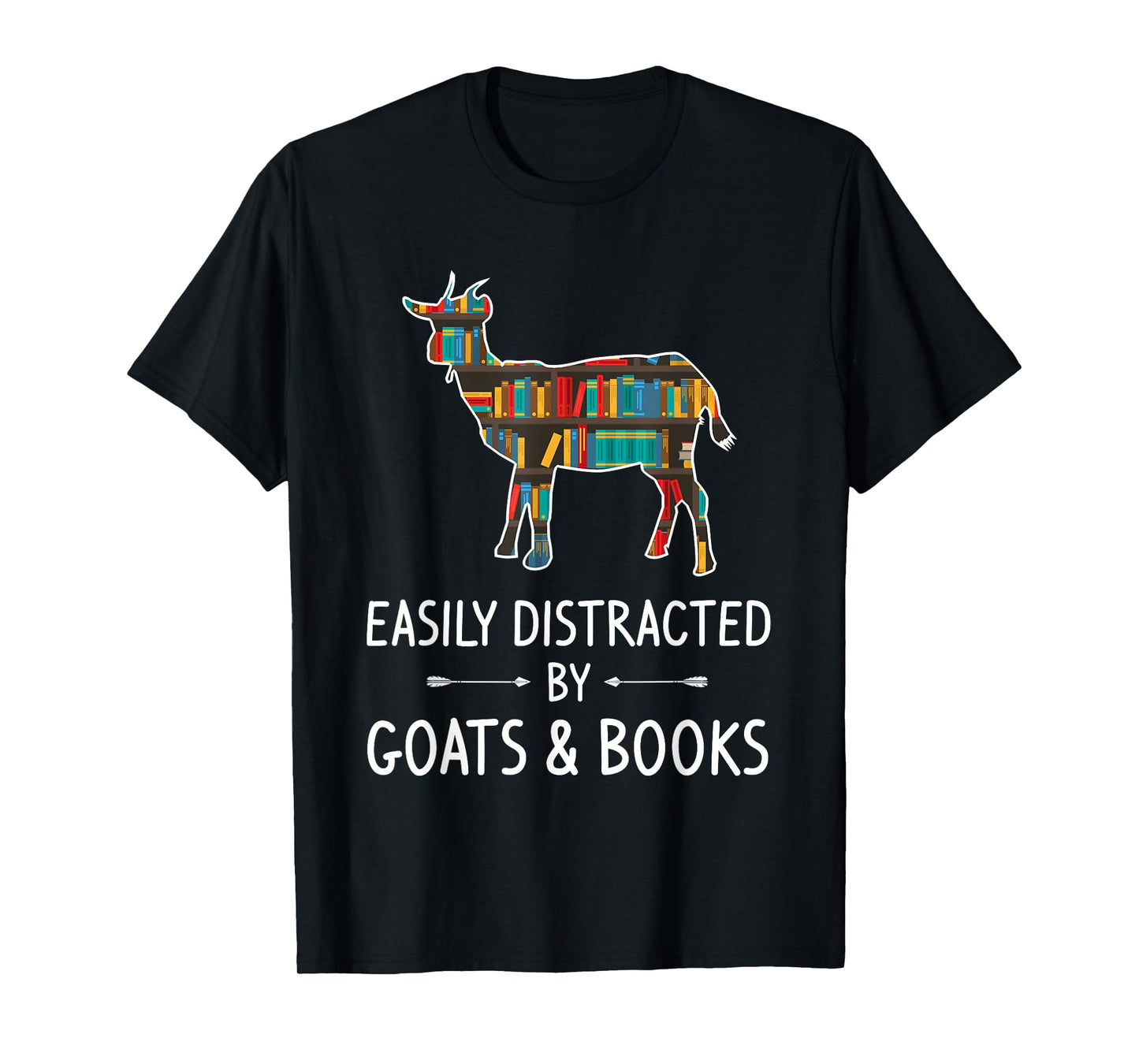 Easily Distracted By Goats & Books Lover Gift Sheep Kid T-Shirt