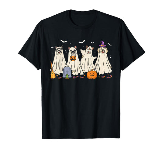 Ghost Dog Halloween Boo Ghosts Dogs Wearing Ghost Costume T-Shirt