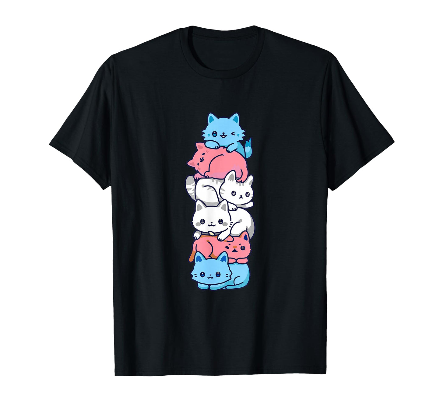 Transgender Pride Cat LGBT Trans Flag Cute Cats Pile Gifts T-Shirt Small