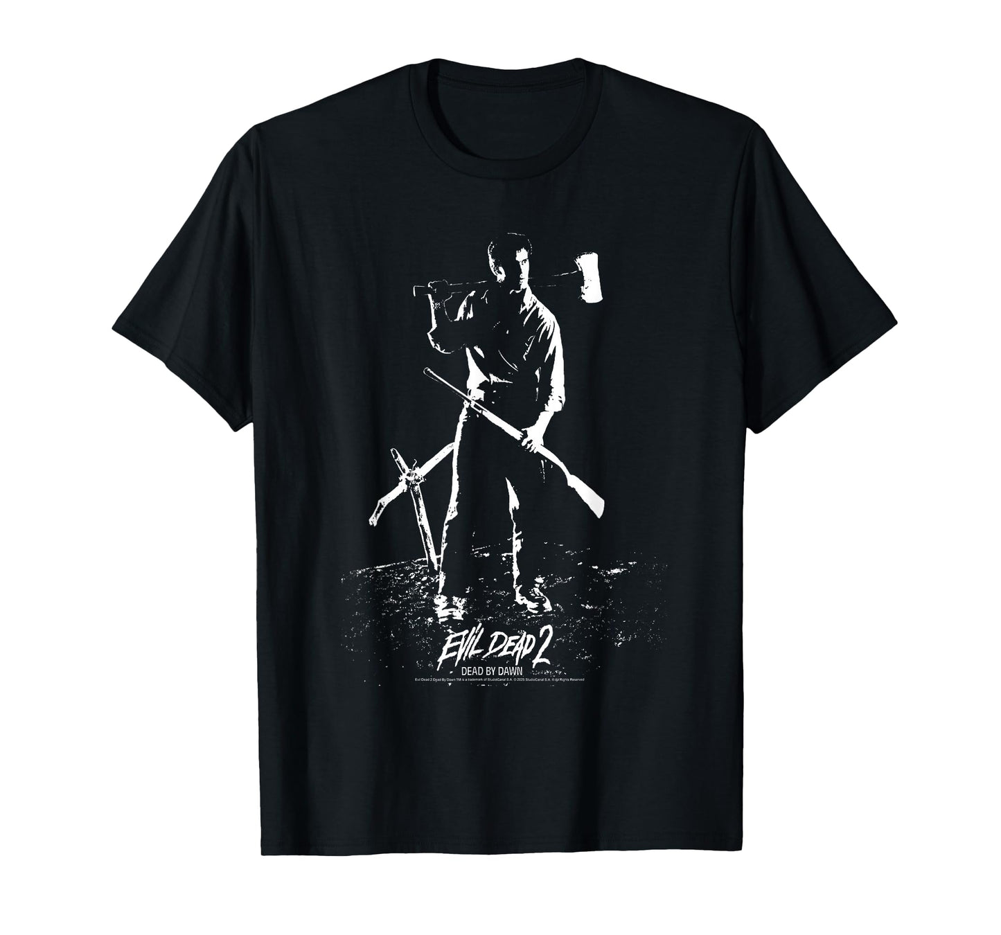 Evil Dead 2 Ash Silhouette with Weapons Horror Movie T-Shirt