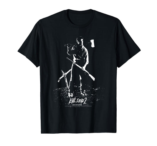 Evil Dead 2 Ash Silhouette with Weapons Horror Movie T-Shirt