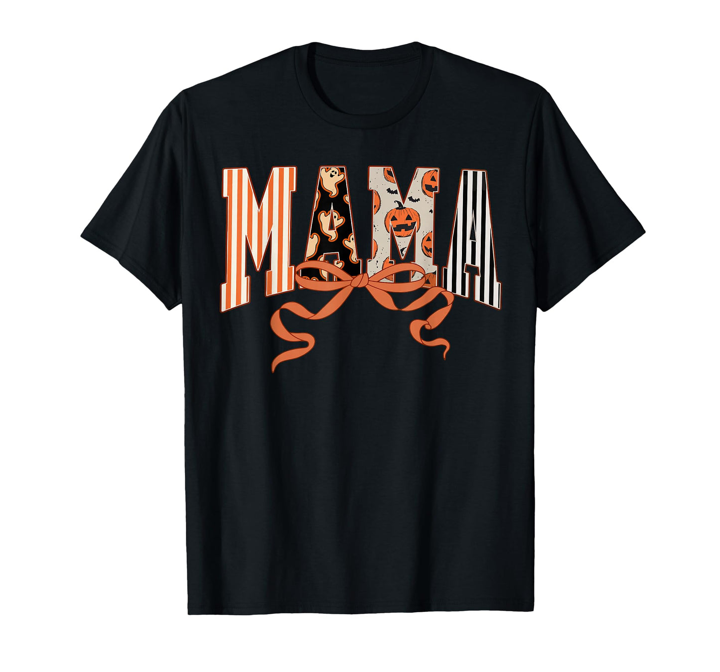 Mama Happy Halloween Funny Ghost Coquette Bow Spooky Season T-Shirt