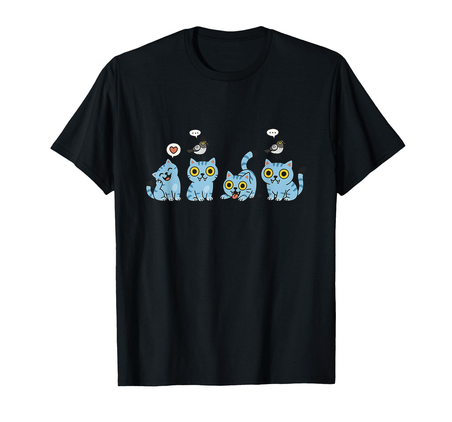 Funny Cute Blue Cartoon Tiger Playing k-pop Cosplay Design T-Shirt